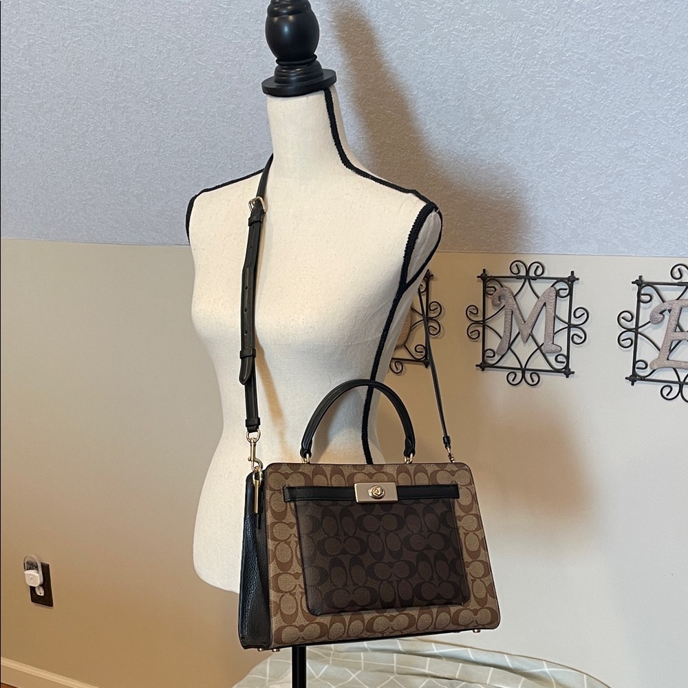Coach Signature Brown and Black Satchel - Picture 7 of 7